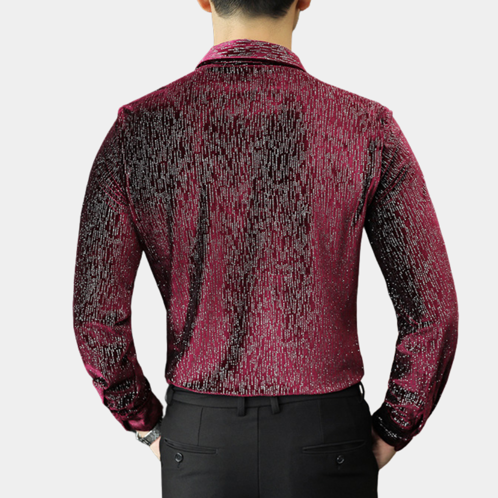 Velvet Luxe Shirt | Glanzende Textuur | Avondwaardige Glamour