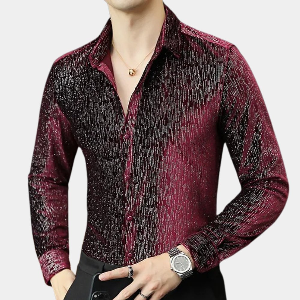 Velvet Luxe Shirt | Glanzende Textuur | Avondwaardige Glamour
