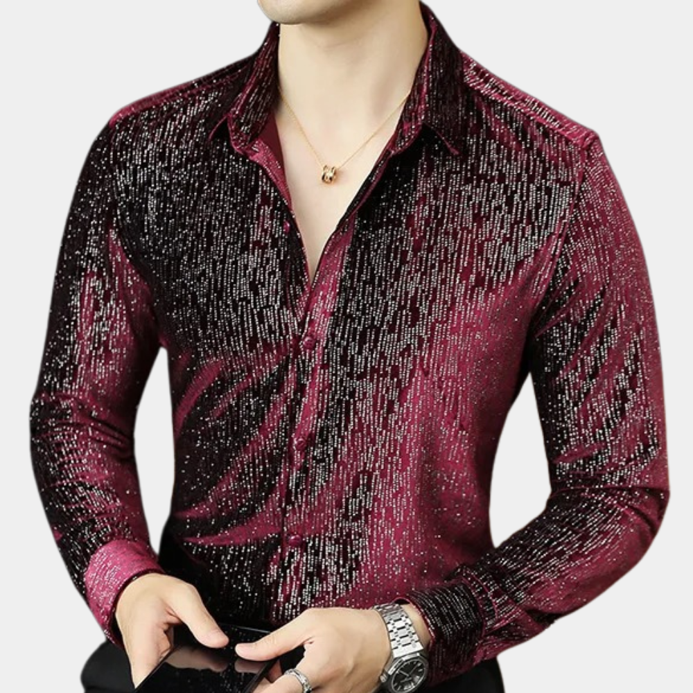 Velvet Luxe Shirt | Glanzende Textuur | Avondwaardige Glamour
