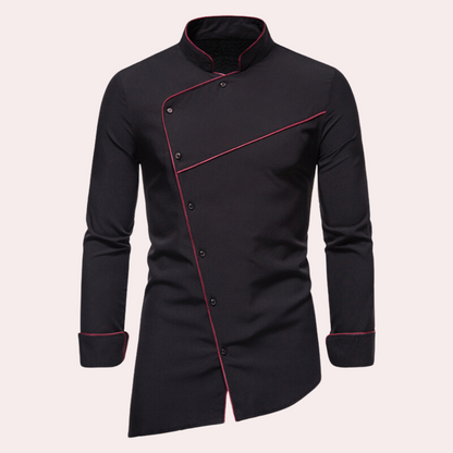 Heren Asymmetrisch Overhemd | Slim Fit | Minimalistisch Met Contrastpiping