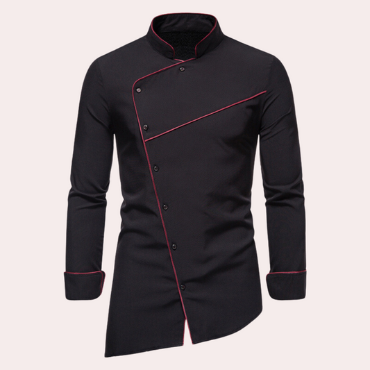 Heren Asymmetrisch Overhemd | Slim Fit | Minimalistisch Met Contrastpiping
