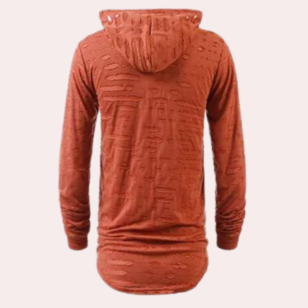 Heren Hoodie met Destroyed Effect | Lange Pasvorm | Urban Vintage Look