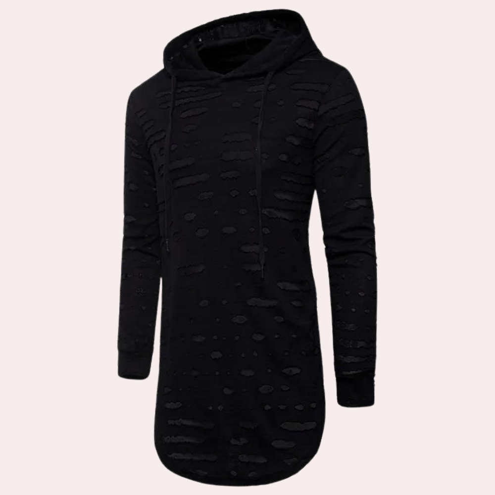 Heren Hoodie met Destroyed Effect | Lange Pasvorm | Urban Vintage Look