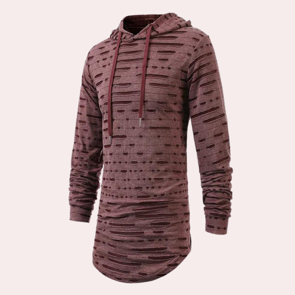 Heren Hoodie met Destroyed Effect | Lange Pasvorm | Urban Vintage Look
