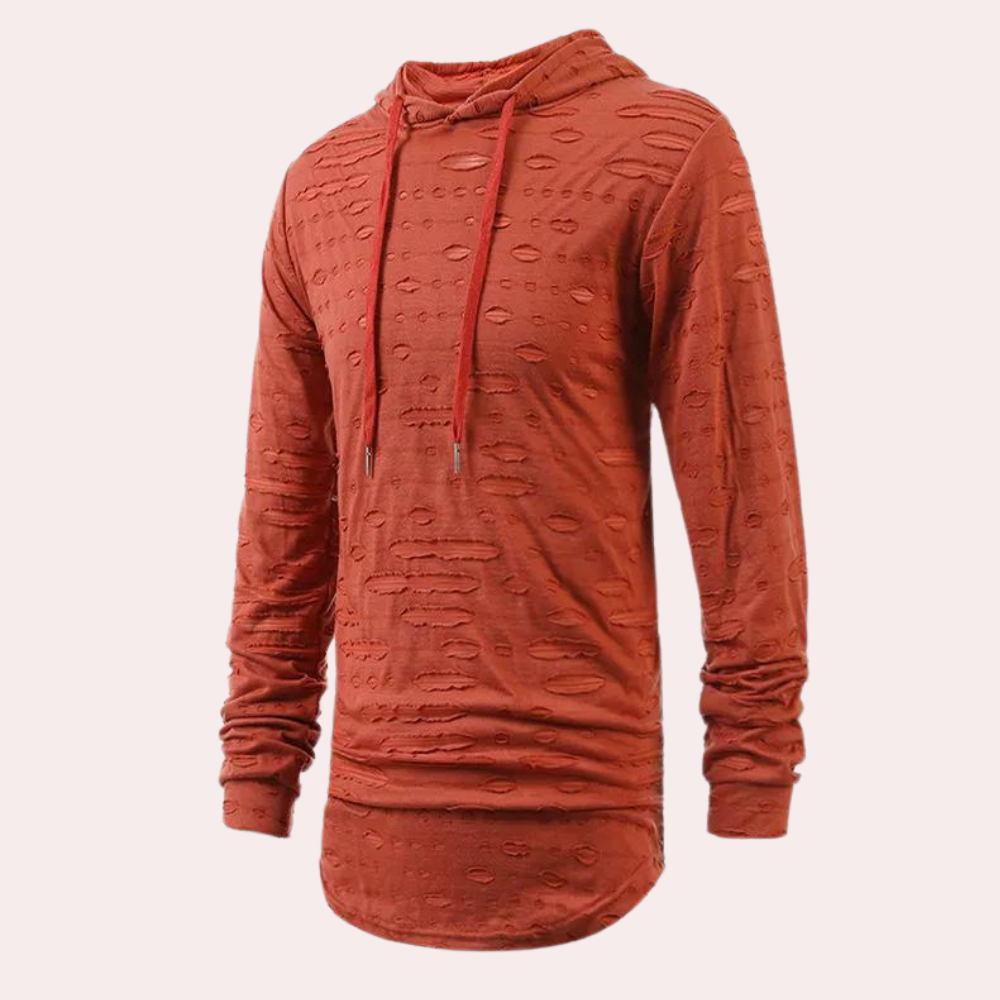 Heren Hoodie met Destroyed Effect | Lange Pasvorm | Urban Vintage Look