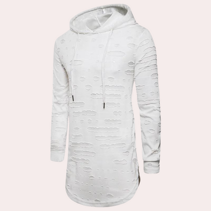 Heren Hoodie met Destroyed Effect | Lange Pasvorm | Urban Vintage Look