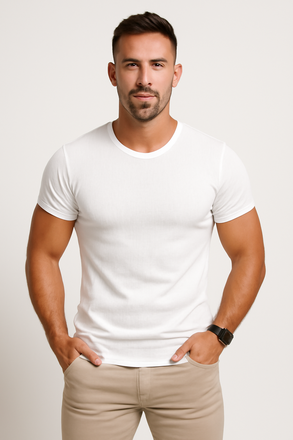 Heren Muscle Fit T-Shirt | Stretch Cotton | Essentials in Wit & Zwart