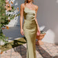 Olive One-Shoulder Dress | Satijnlook | Moderne Elegantie