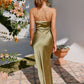 Olive One-Shoulder Dress | Satijnlook | Moderne Elegantie