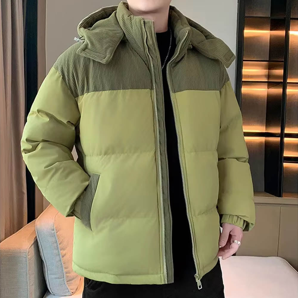 gewatteerde jas met capuchon en rits