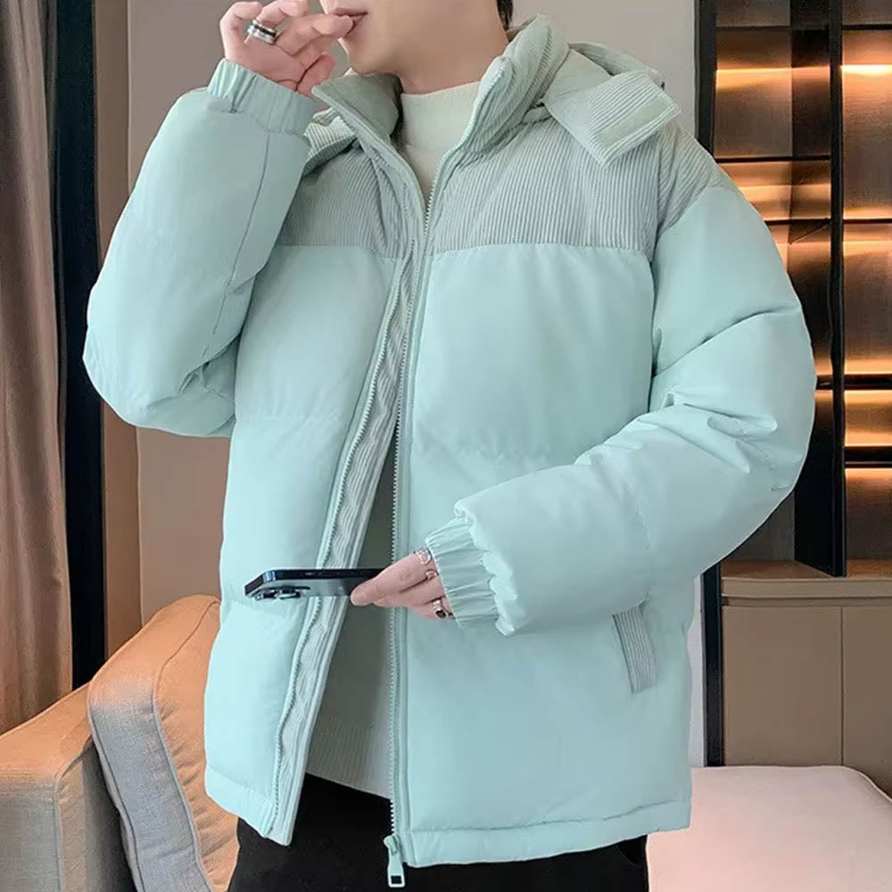 gewatteerde jas met capuchon en rits