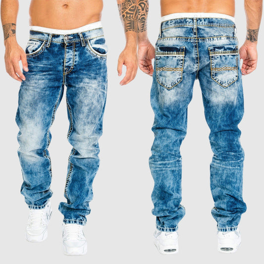 Jeans met gedragen design en comfortabele pasvorm