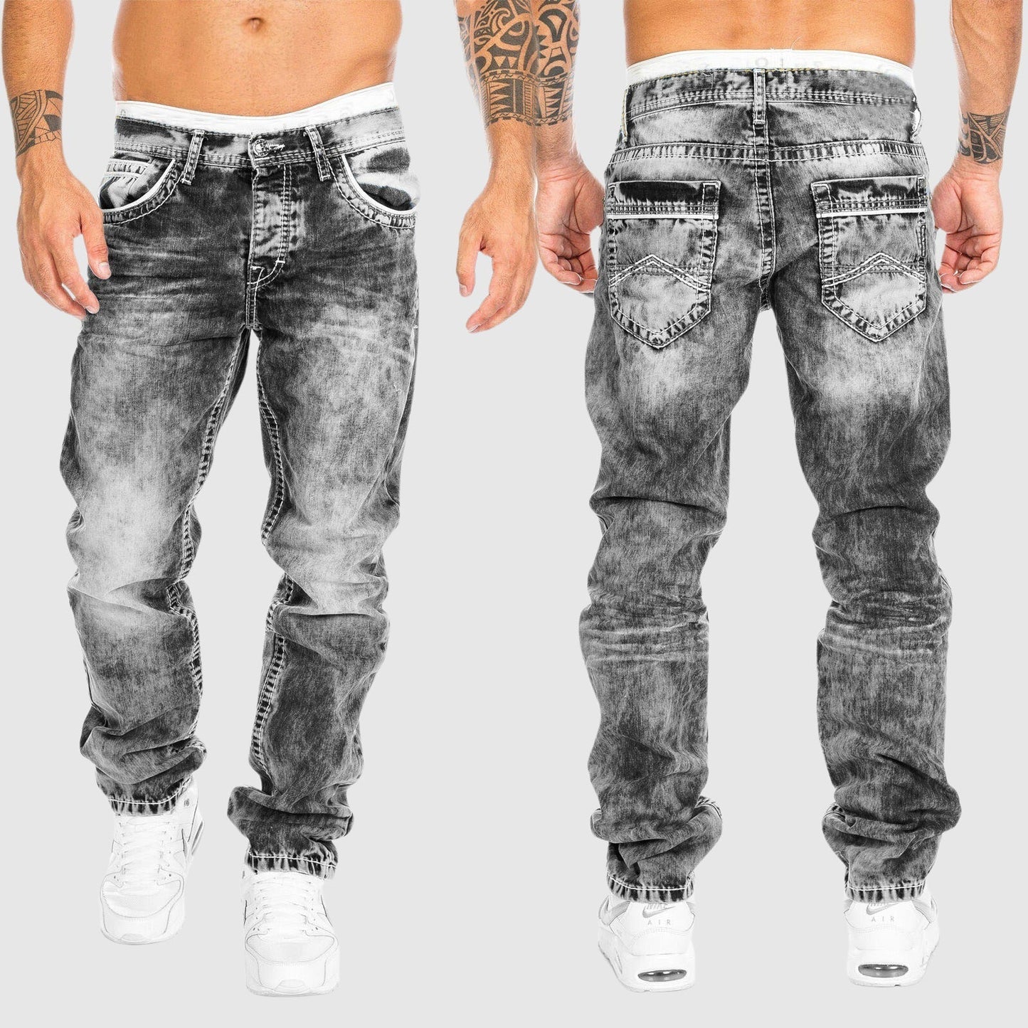 Jeans met gedragen design en comfortabele pasvorm