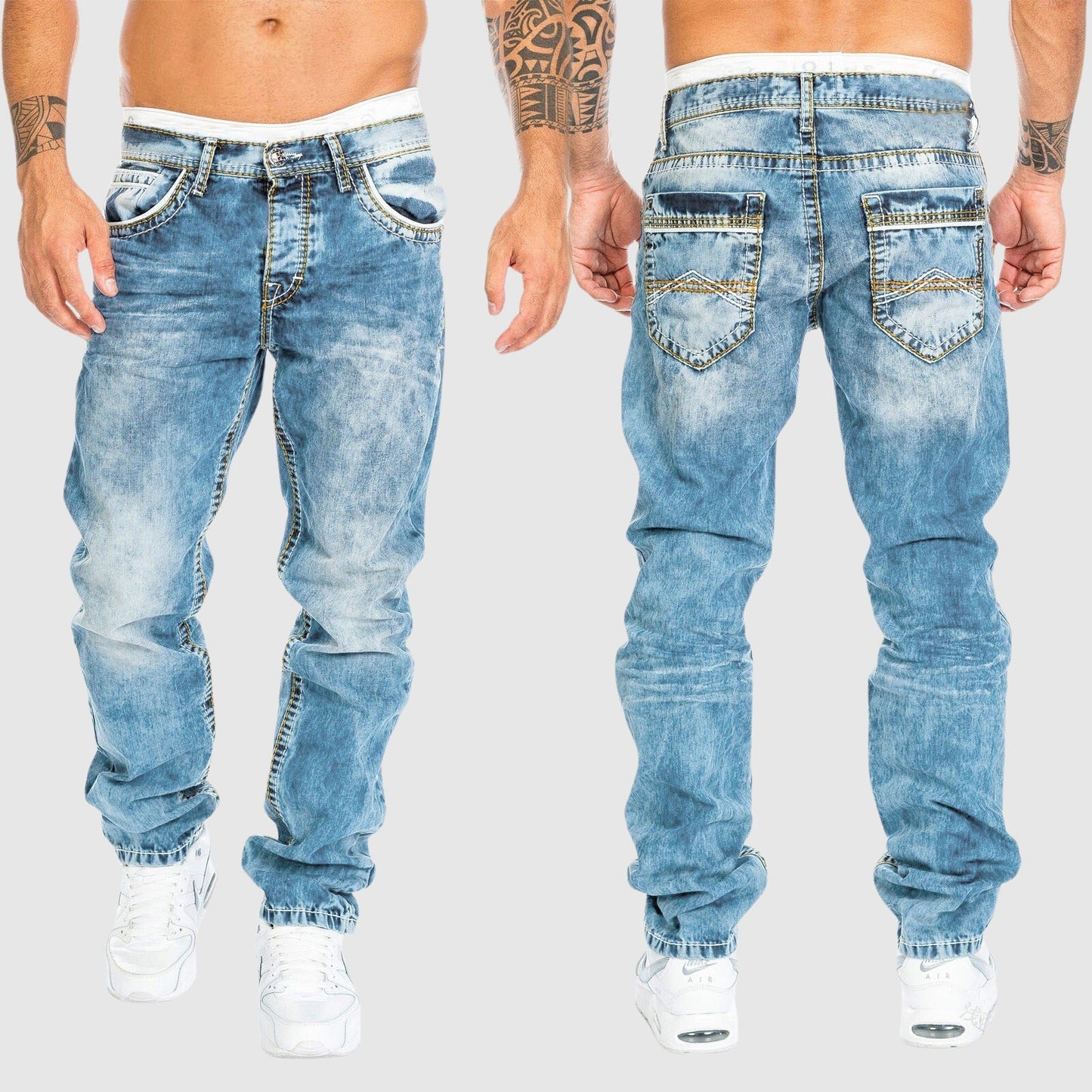 Jeans met gedragen design en comfortabele pasvorm