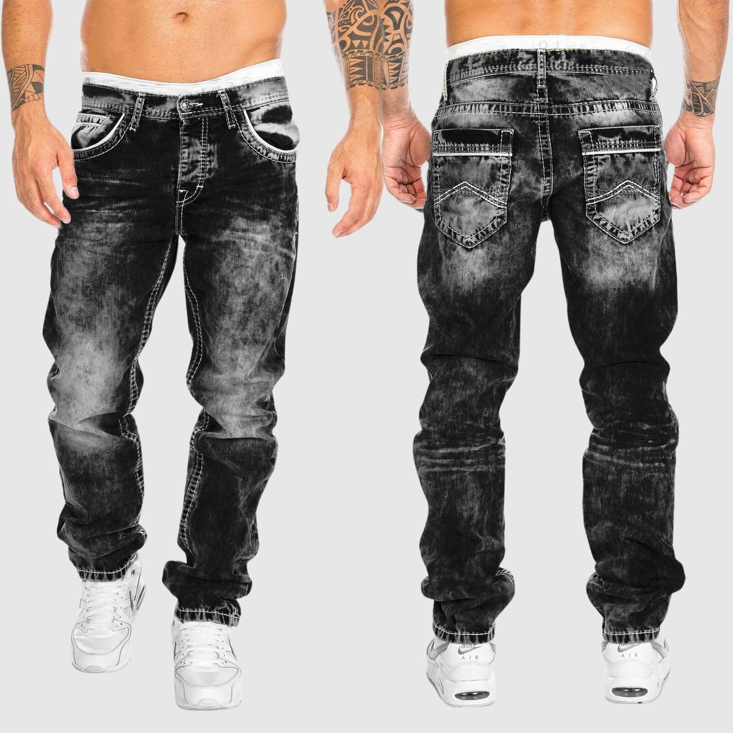 Jeans met gedragen design en comfortabele pasvorm