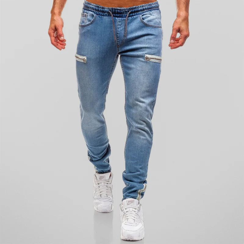 Denim Jogger Jeans | Slim Fit | Streetstyle met Ritssluiting
