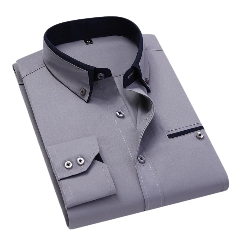 Overhemd | Katoenmix | Slim Fit met Contrasterende Details