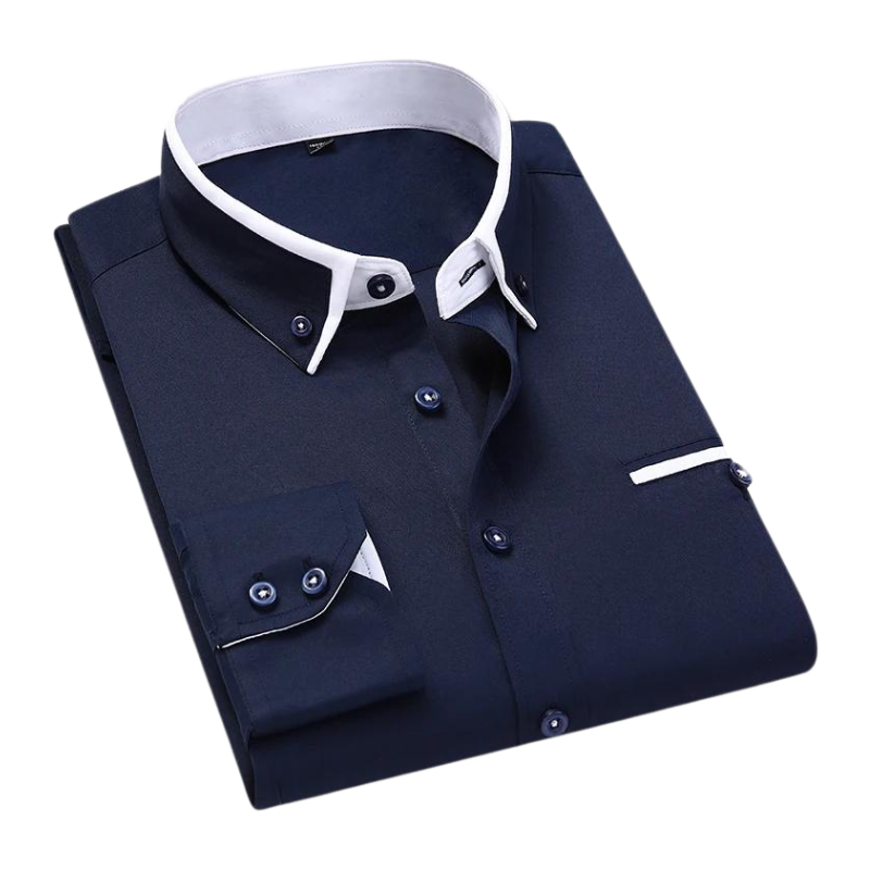 Overhemd | Katoenmix | Slim Fit met Contrasterende Details