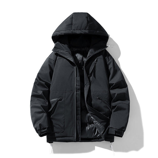 gewatteerde jas met capuchon en rits