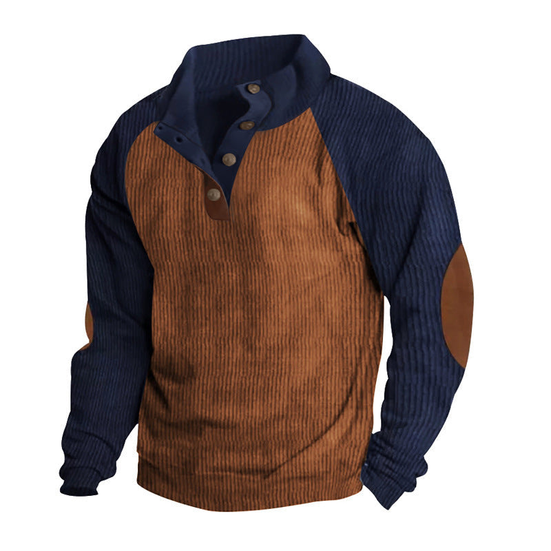Heritage Contrast Sweater | Knoopsluiting & Raglanmouwen | Warme Outdoorstijl