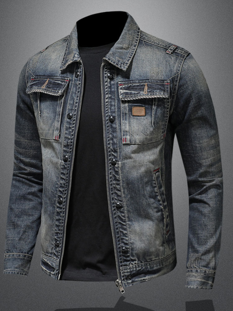 Vintage Wash Denim Jacket | Stoere Look | Slim Fit
