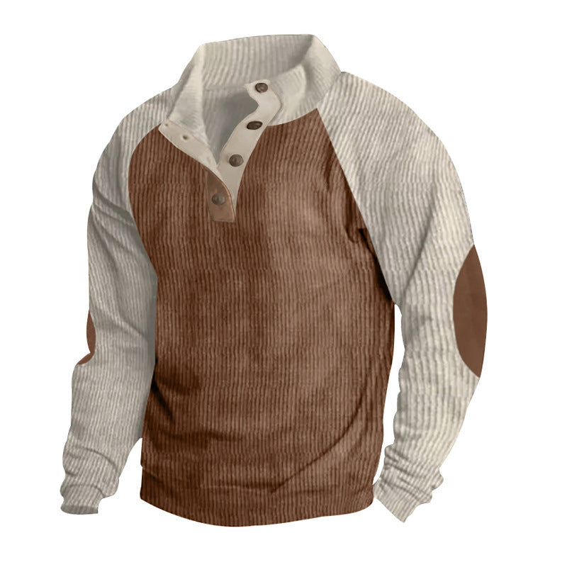Heritage Contrast Sweater | Knoopsluiting & Raglanmouwen | Warme Outdoorstijl