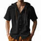 Heren Korte Mouwen Hoodie Shirt | Ademend Katoen | Knopen & Capuchon | Zomer Casual Must-Have