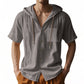 Heren Korte Mouwen Hoodie Shirt | Ademend Katoen | Knopen & Capuchon | Zomer Casual Must-Have