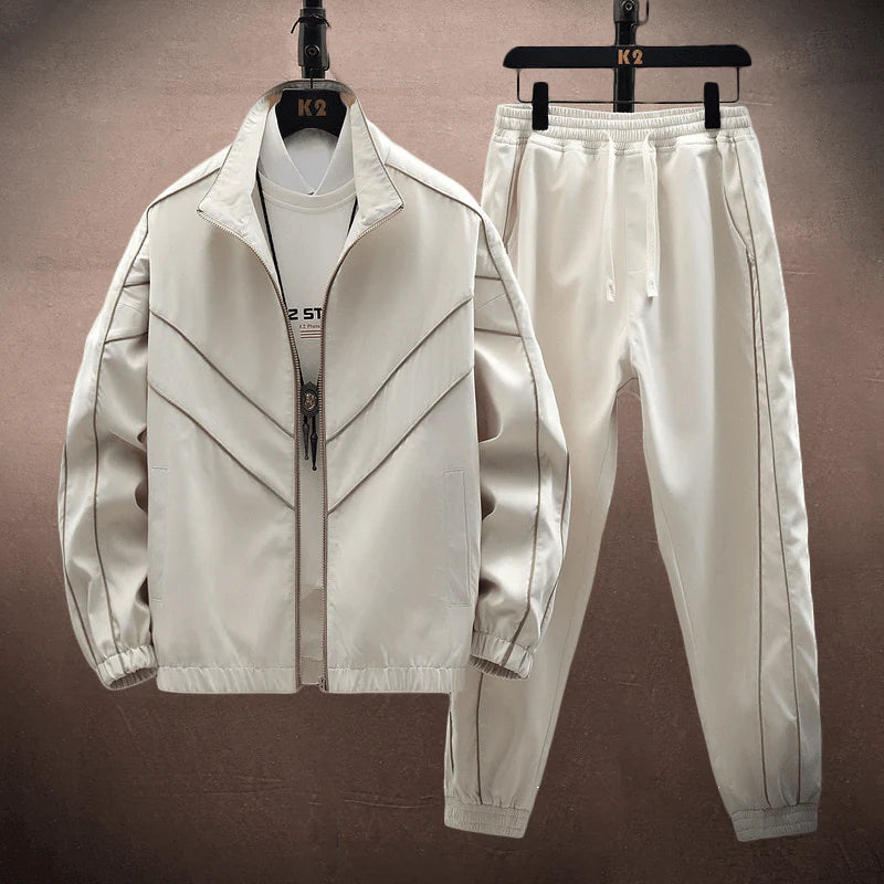 Heren Trainingspak met Contrasterende Strepen | Zip-Up Jack & Jogger | High-Street Athleisure