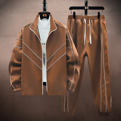 Heren Trainingspak met Contrasterende Strepen | Zip-Up Jack & Jogger | High-Street Athleisure