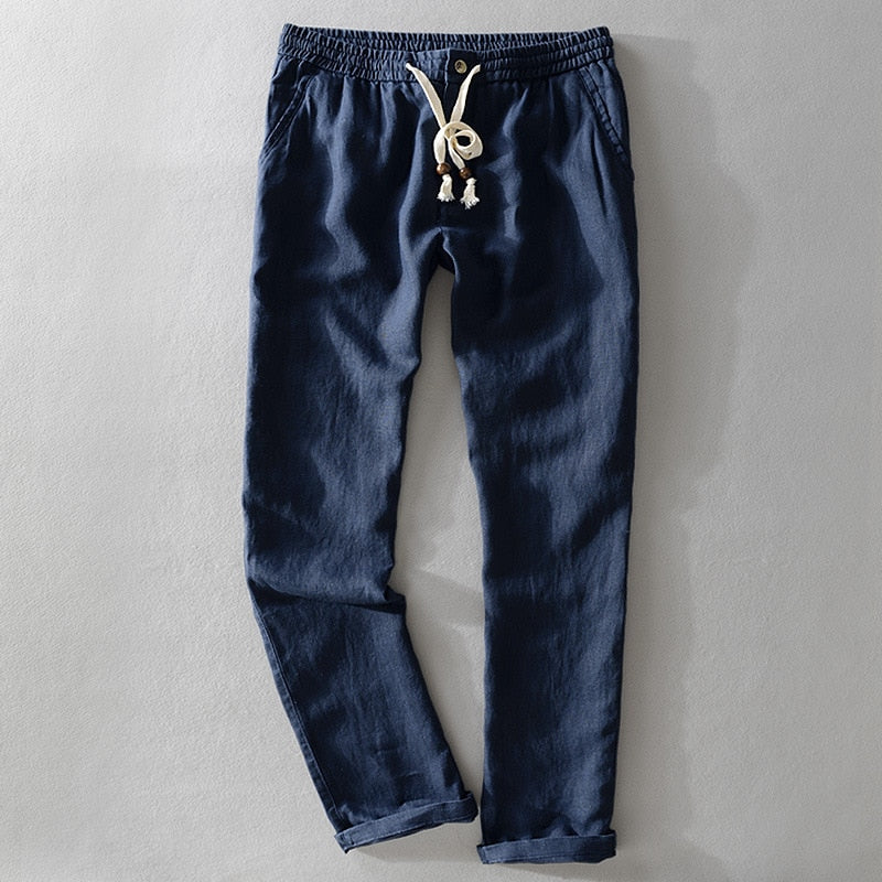 Linnen Jogger Broek voor Heren | Lichtgewicht Loungewear | Ademend Comfort in Effen Stijl