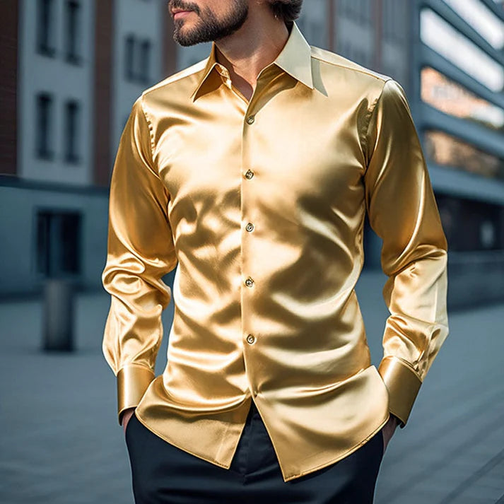 Luxe Satijnen Overhemd | Slim-Fit | Glanzend & Elegant