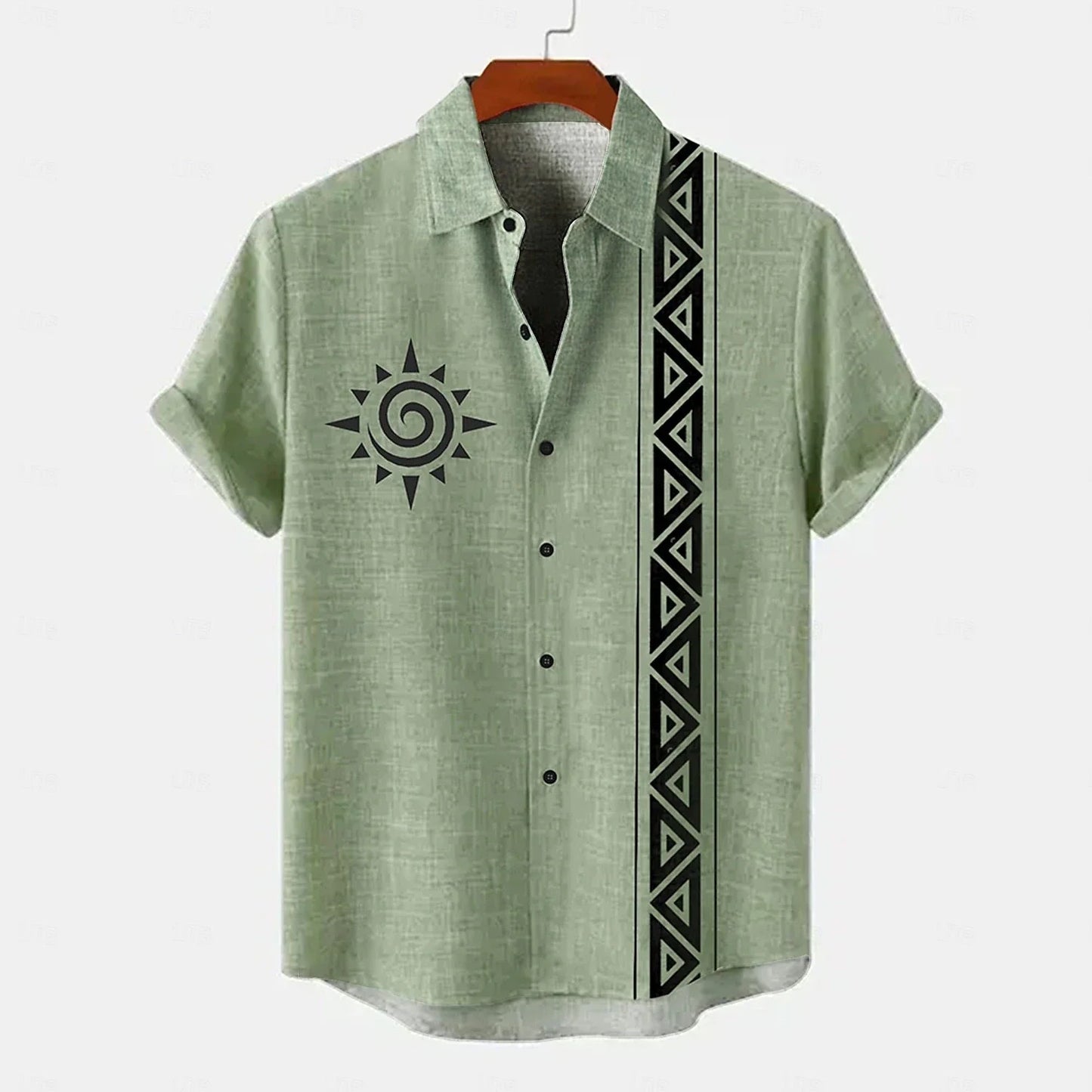 Zomer Overhemd | Katoen-Linnen | Tribal Print & Korte Mouw