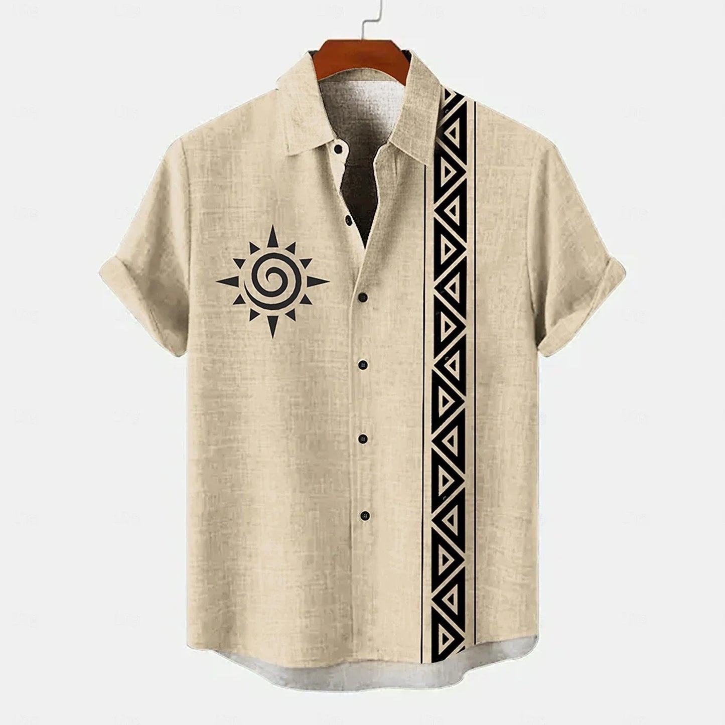 Zomer Overhemd | Katoen-Linnen | Tribal Print & Korte Mouw