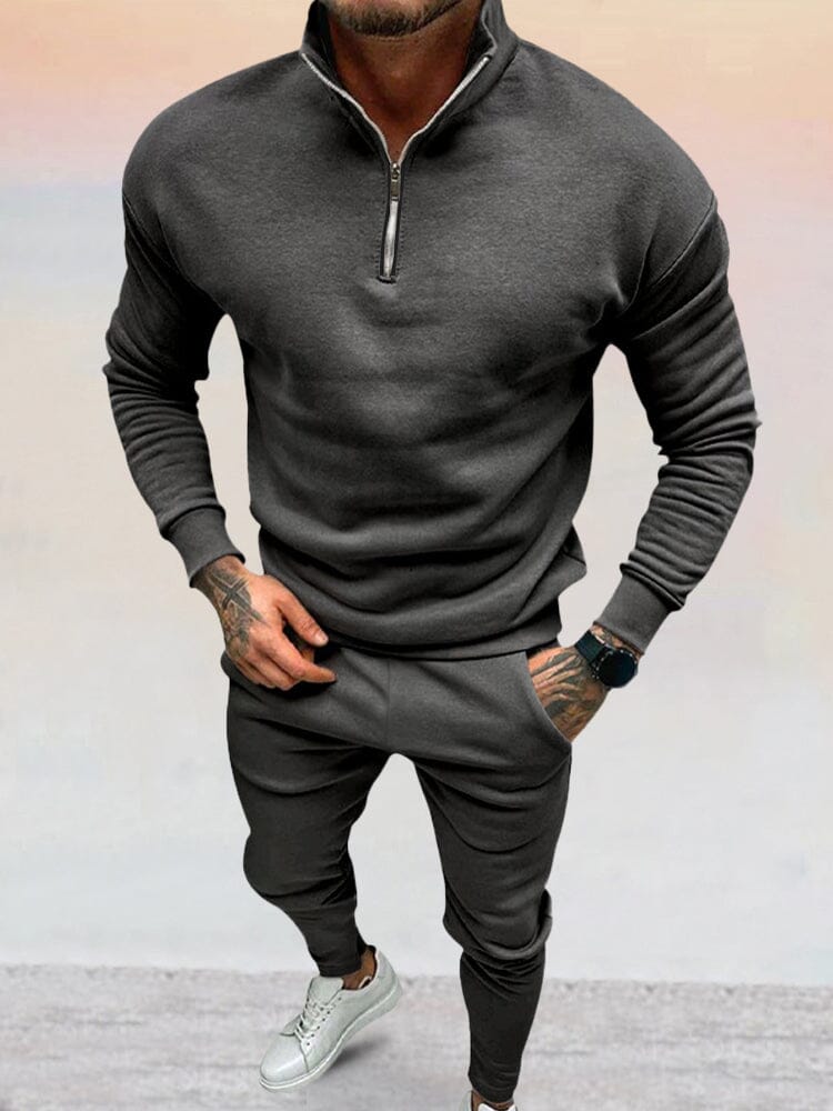 Heren Loungepak met Rits | Zandkleur | Slim Fit & Streetstyle