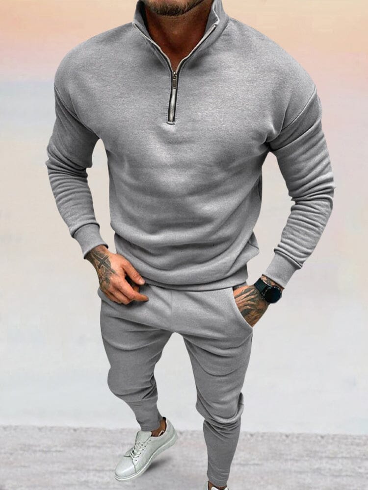 Heren Loungepak met Rits | Zandkleur | Slim Fit & Streetstyle