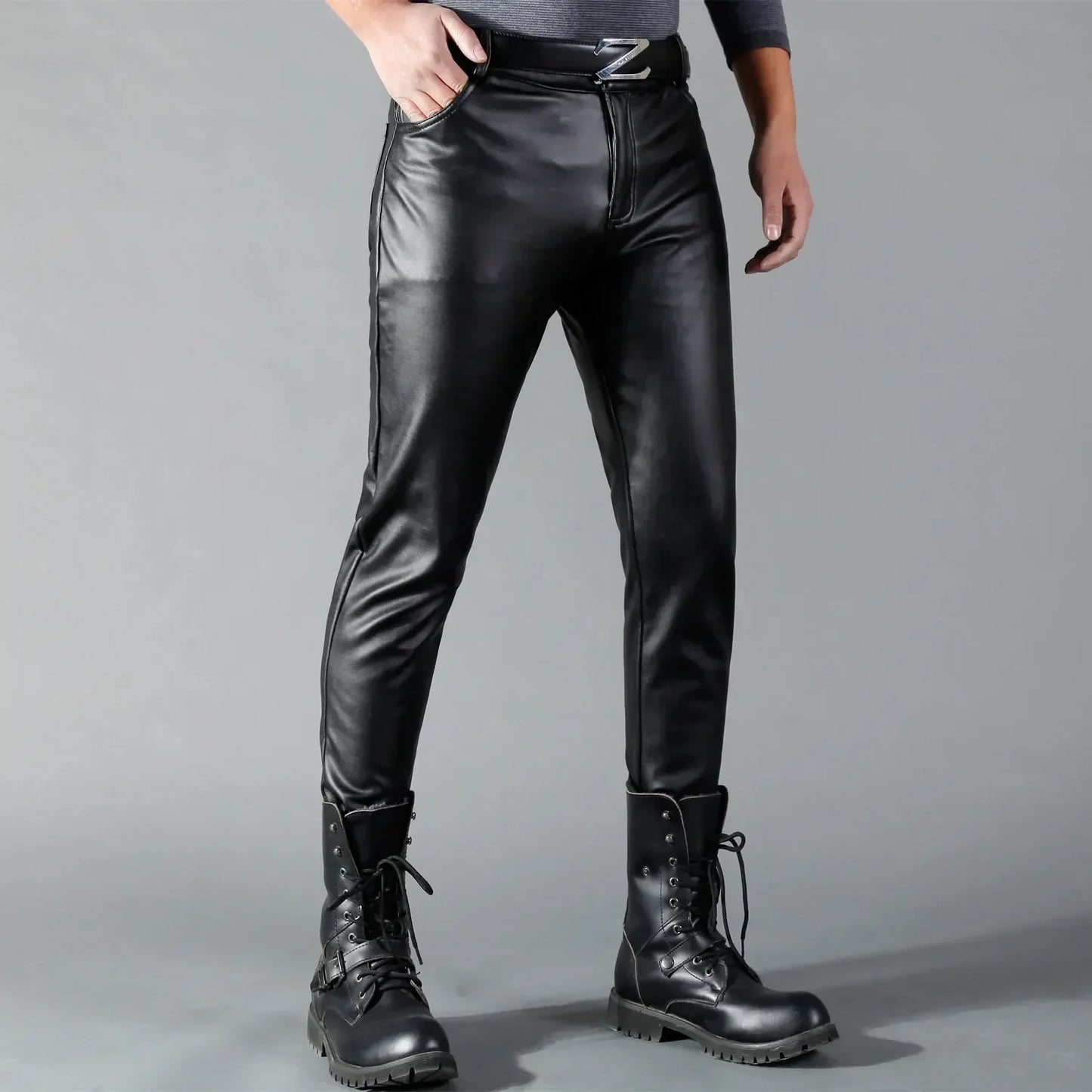 Heren Slim Fit Leren Broek | Stijlvol & Edgy | Kunstleer