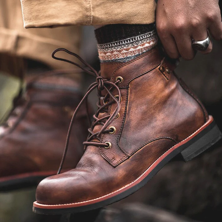 Leren Enkelboots | Klassieke Veterstijl | Outdoor Heritage Look