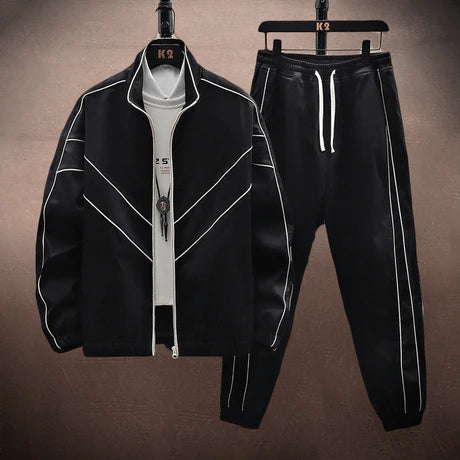 Heren Trainingspak met Contrasterende Strepen | Zip-Up Jack & Jogger | High-Street Athleisure