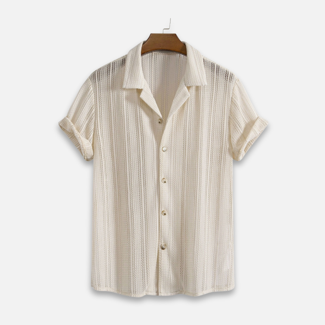 Gebreid Heren Overhemd met Korte Mouwen | Ademend & Zomers | Casual Retro Look