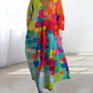 Prisma Dress | Artistieke Midi-Jurk | Kleurrijke Geometrie