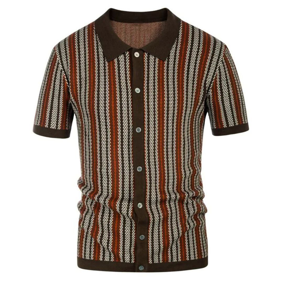 Retro Knit Polo Shirt | Gestreept Design | Vintage Zomerstijl