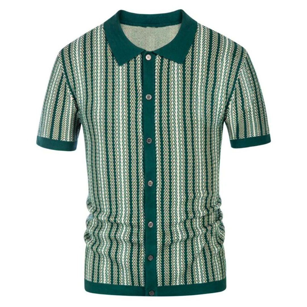 Retro Knit Polo Shirt | Gestreept Design | Vintage Zomerstijl