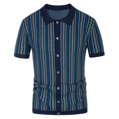 Retro Knit Polo Shirt | Gestreept Design | Vintage Zomerstijl
