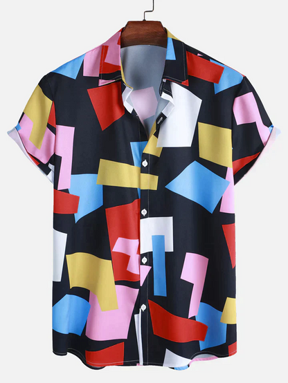 Heren Geometrisch Print Overhemd | Relaxed Fit | Bold Summer Streetstyle