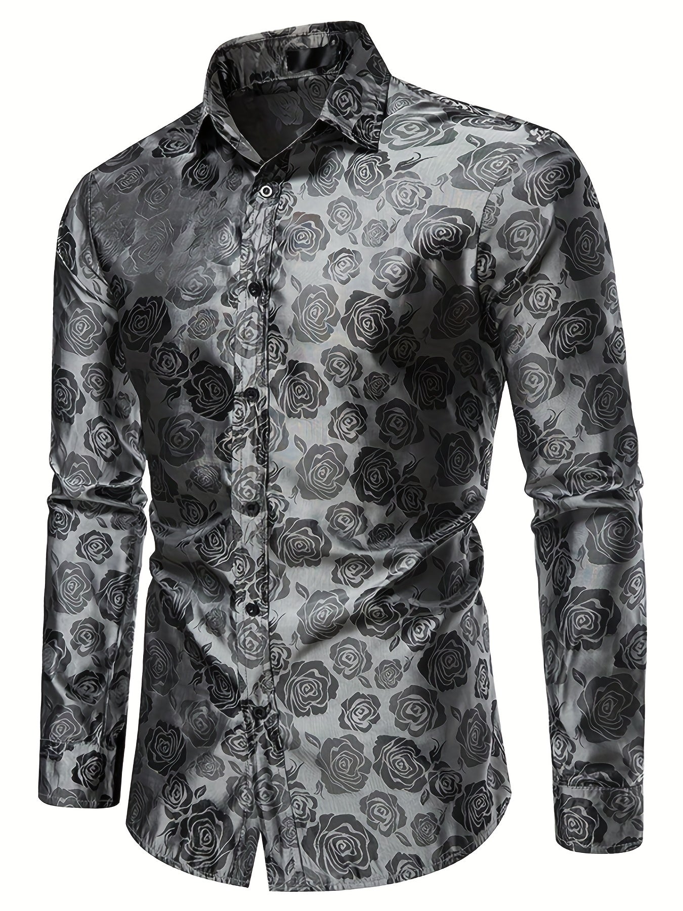 Jacquard Satijnen Overhemd voor Heren | Slim Fit | Luxe Bloemenstructuur