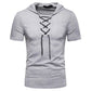 Heren Hoodie T-shirt met Vetersluiting | Slim Fit | Urban Edge
