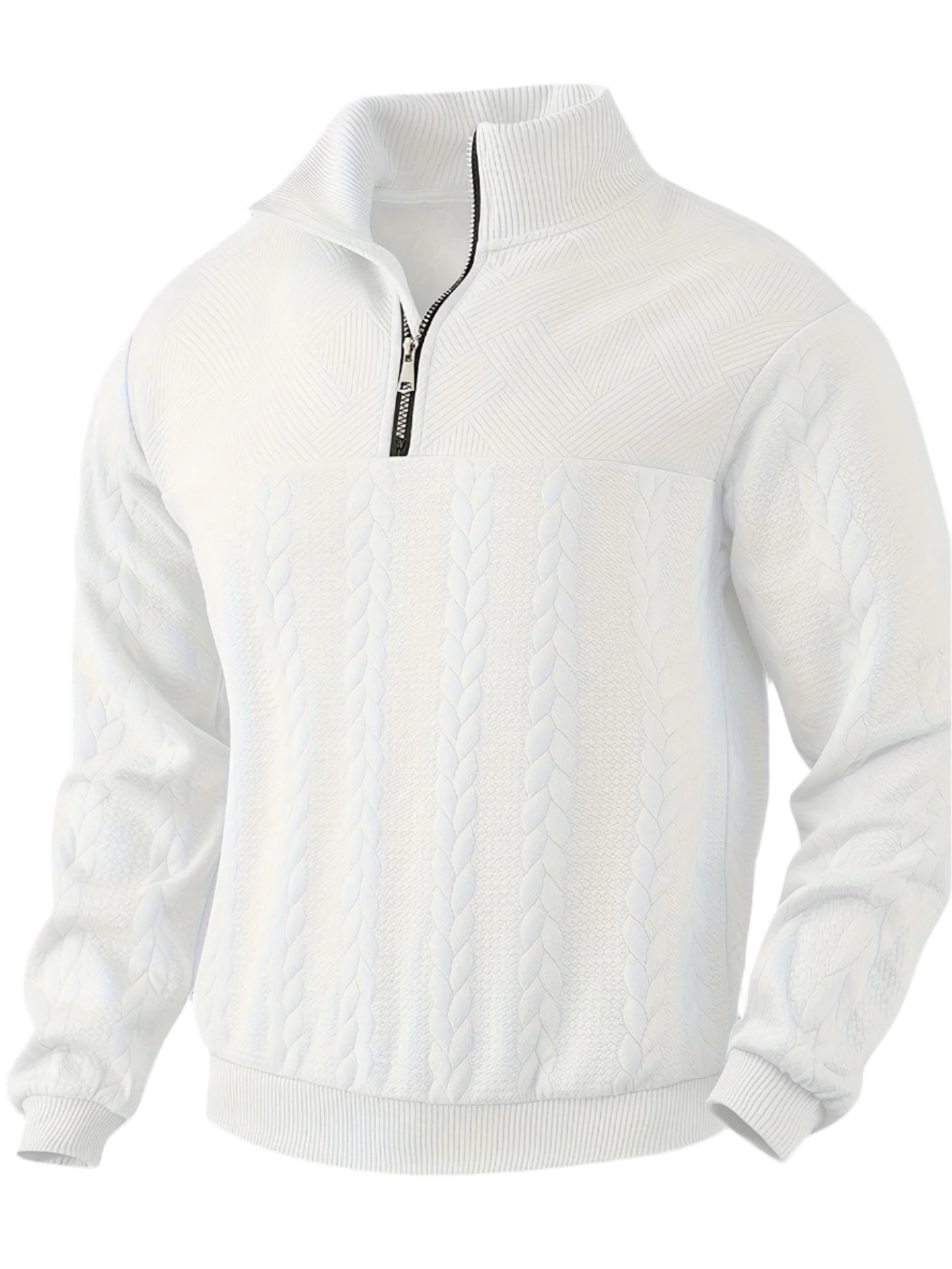 Aspen Cable Knit Sweater | Halve Rits | Klassiek Kabelpatroon