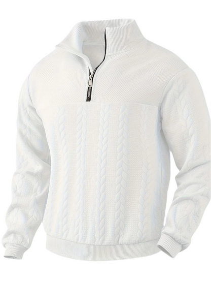 Aspen Cable Knit Sweater | Halve Rits | Klassiek Kabelpatroon