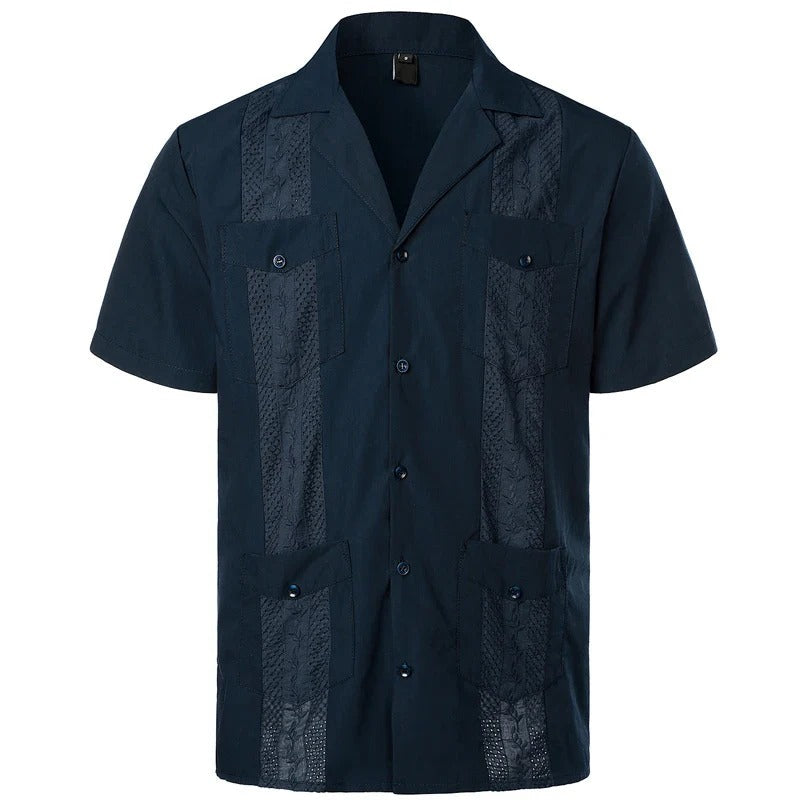 Heren Guayabera Overhemd | Borduurdetail & Opgestikte Zakken | Tropische Elegantie